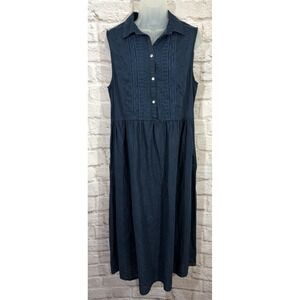 artisan ny linen dress Artisan NY Striped Linen Dress Womens Small Sleeveless V Neck A Line Coastal
